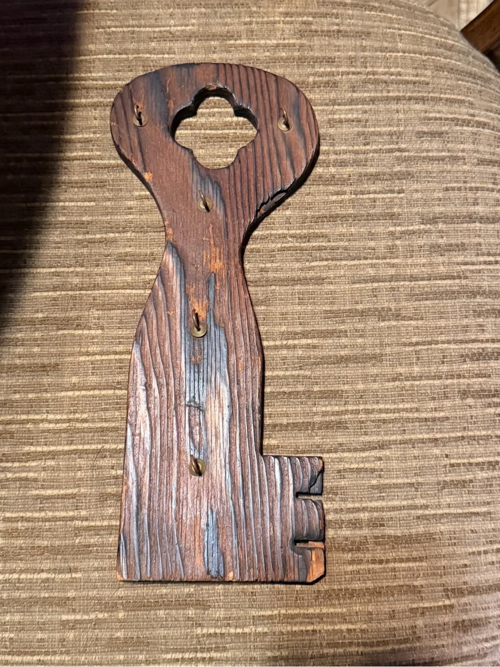 Vintage Wooden Key Wall Hook Rack Rustic Farmhouse Cottagecore Decor